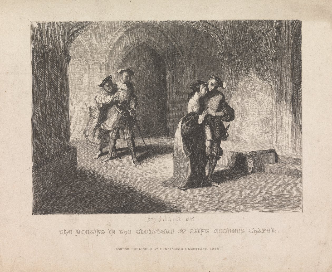 Møtet i Cloisters of Saint George's Chapel av Tony Johannot