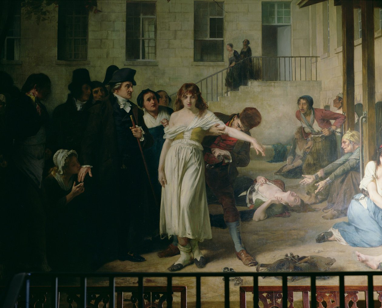 Philippe Pinel (1745-1826) løslater galninger fra lenkene sine på Salpetriere-asylet i Paris i 1795, 1886 (detaljer se også 164470) av Tony Robert Fleury