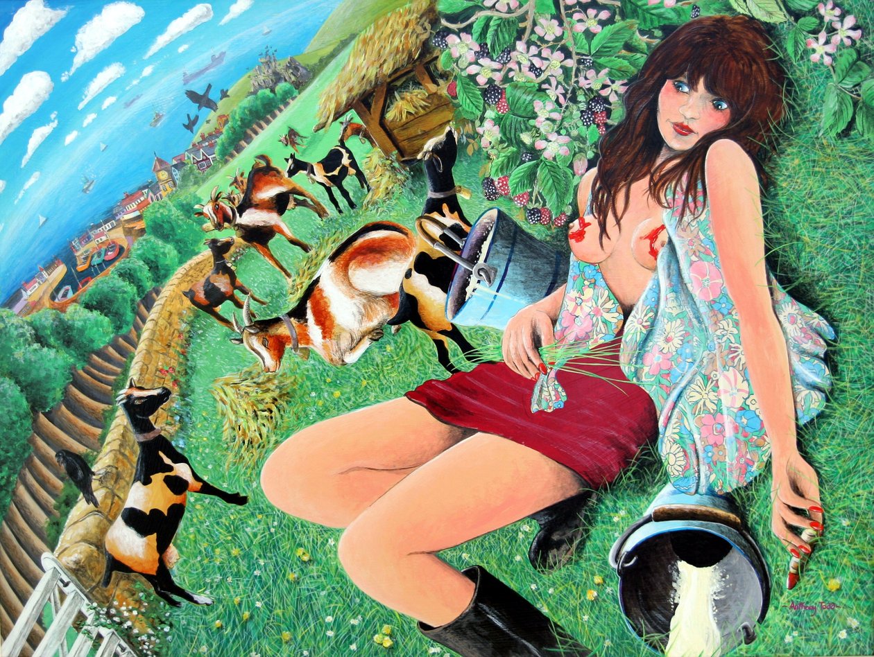Mae Rose-Cottage dagdrømmer sine erotiske fantasier, 2005 (akryl på panel) av Tony Todd