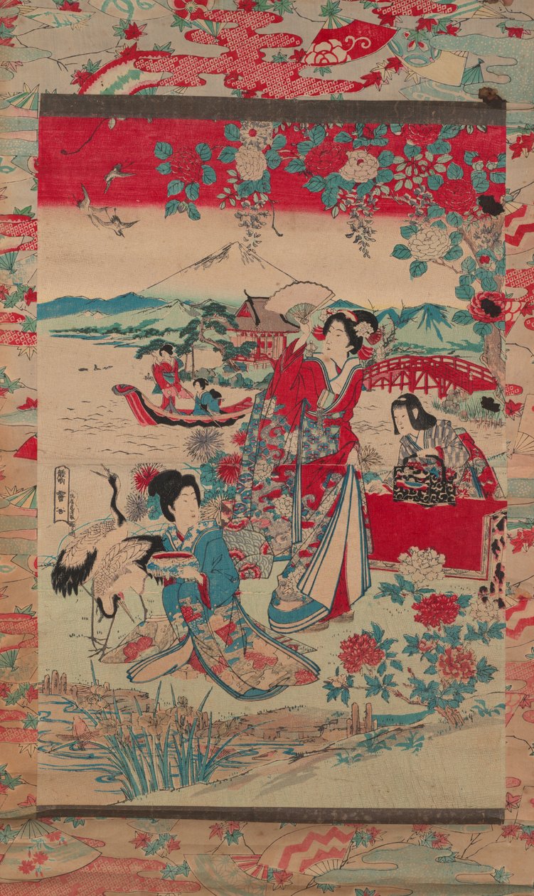 Geishas in a Landscape, ca. 1870-80 (farget treblokktrykk) av Torakiyo Sato Torakiyo Sato