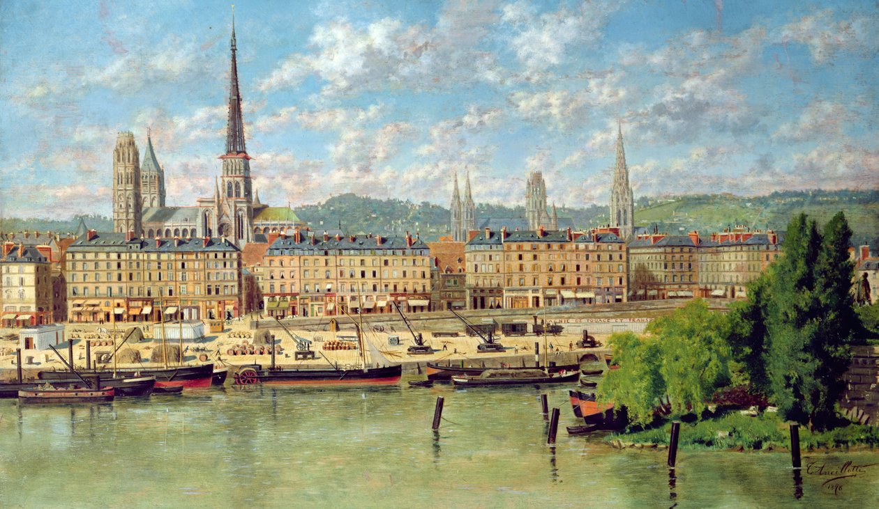 Havnen i Rouen, 1878 av Torello Ancillotti