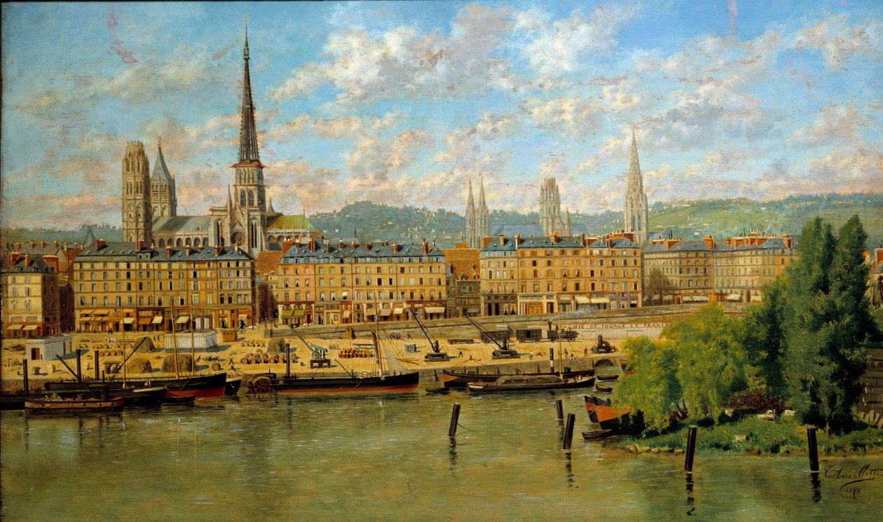 Le port de Rouen-maleri av Torello Ancillotti (1843-1899) 1878 Søn. 0,36x0,62 m Rouen, musee des Beaux Arts - Port of Rouen. Maleri av Torello Ancillotti (1843-1899) av Torello Ancillotti