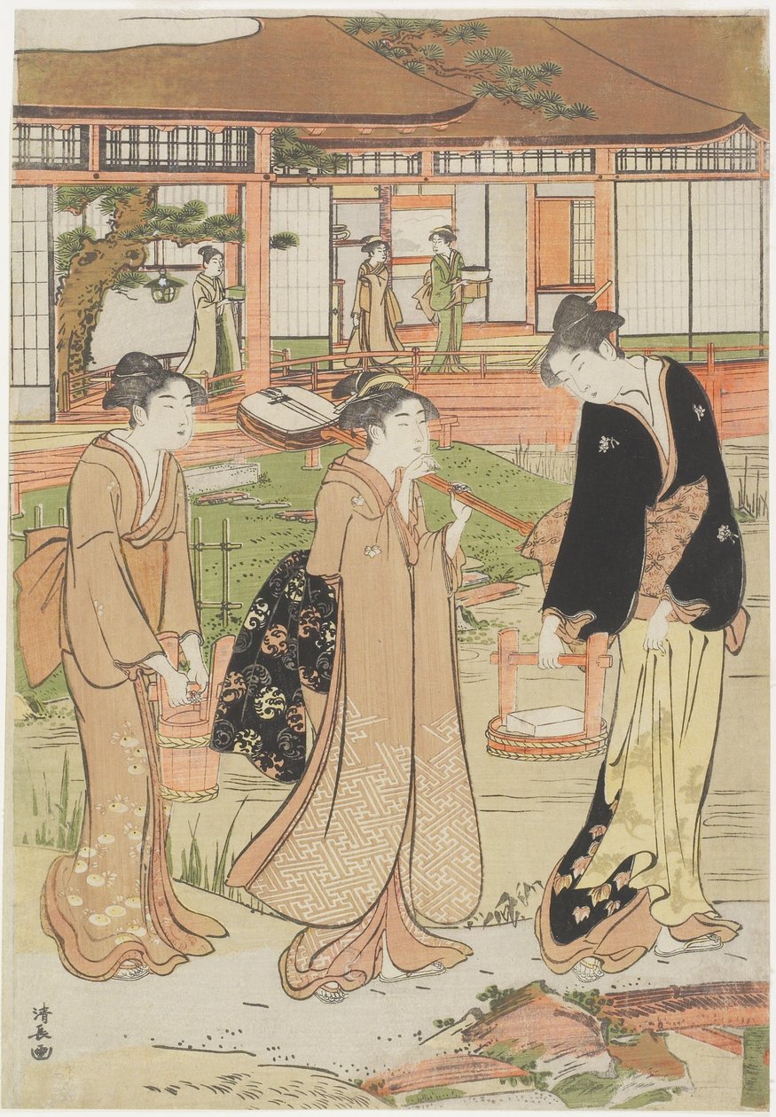 Piknik i en Daimyos hage, 1786 av Torii Kiyonaga