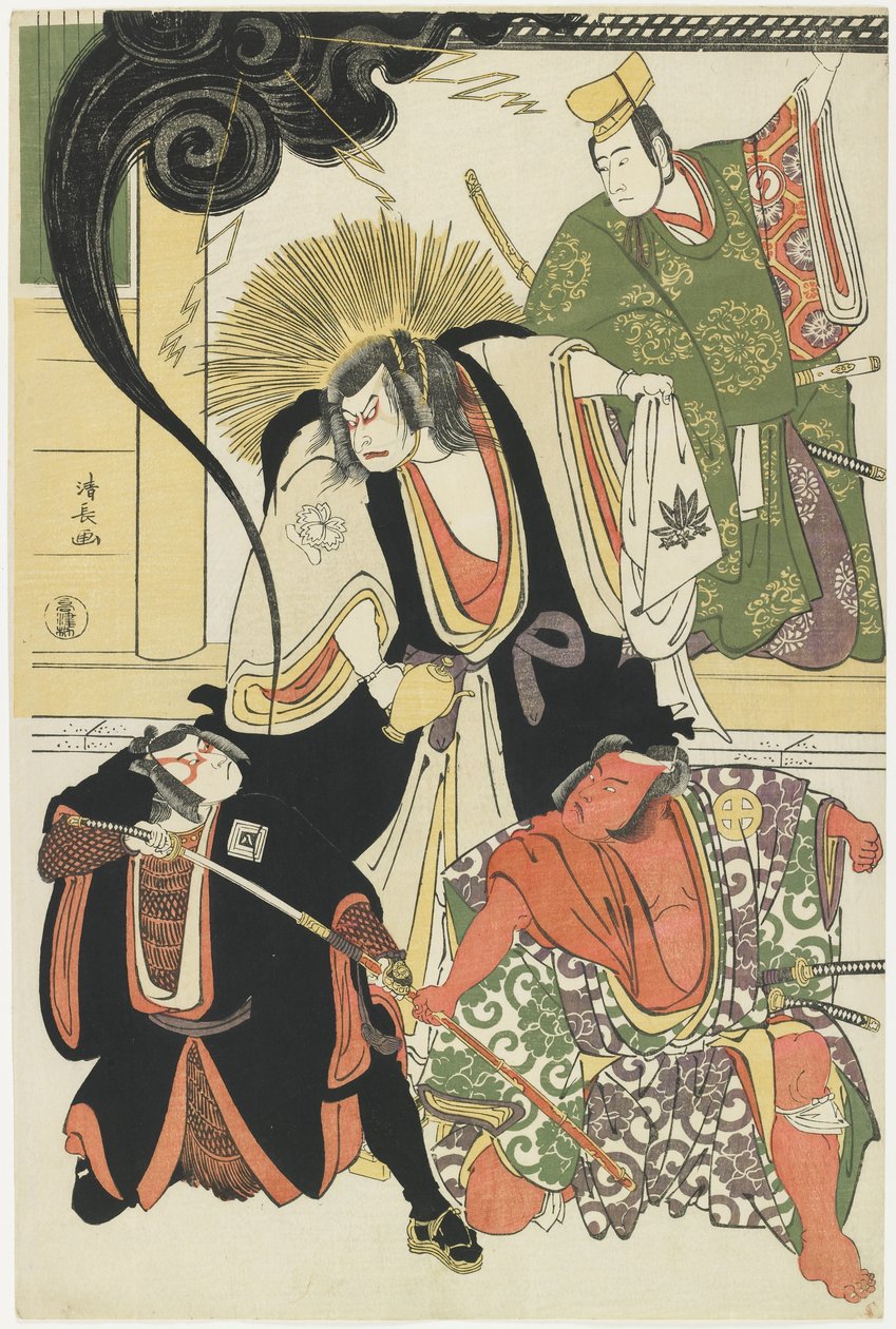 Scene from the AKbuki Play Yukimotsutake furisode Genji, 1785 av Torii Kiyonaga