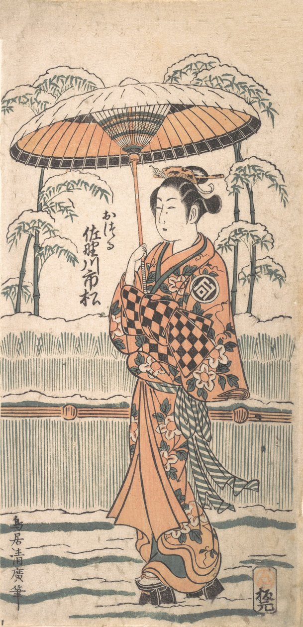 Sanogawa Kazuo Ichimatsu Tetsuro f Tsuru, ikke sant? 1754. av Torii Kiyohiro