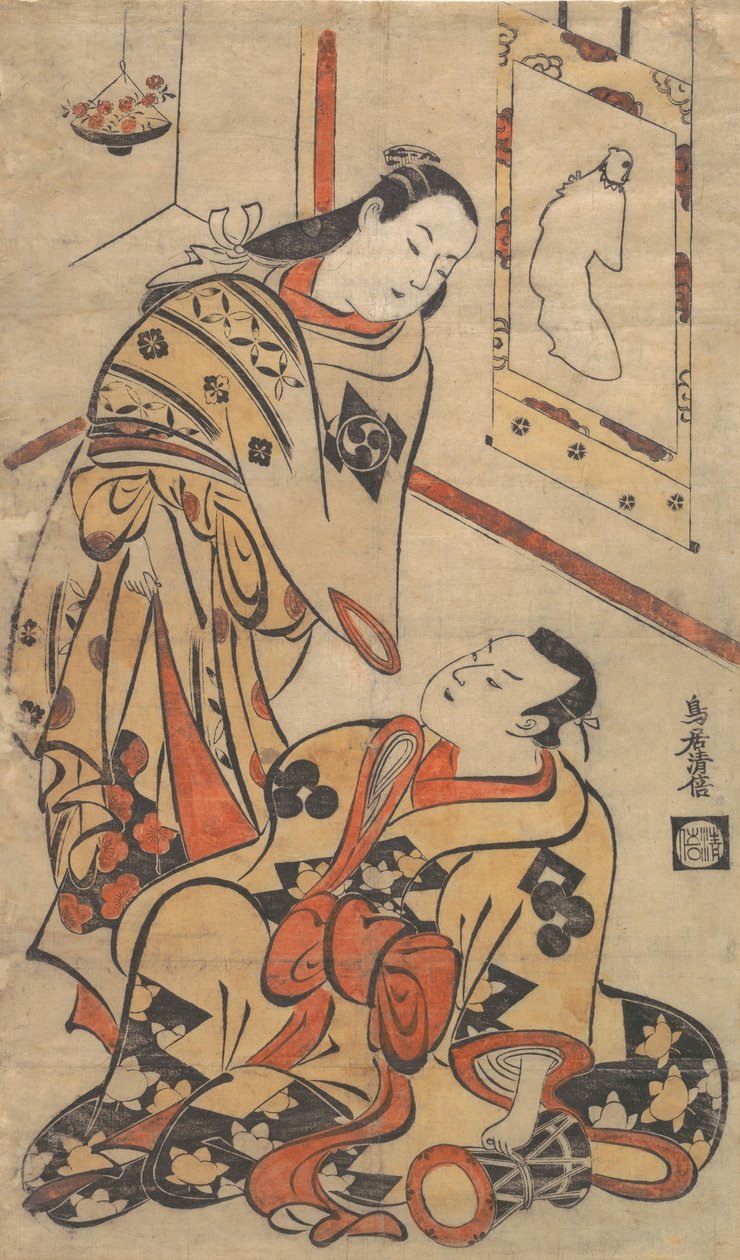 Kabuki-skuespillerne Nakamura Gentaro og Ikushima Shingoro, ca. 1710., ca. 1710. av Torii Kiyomasu I