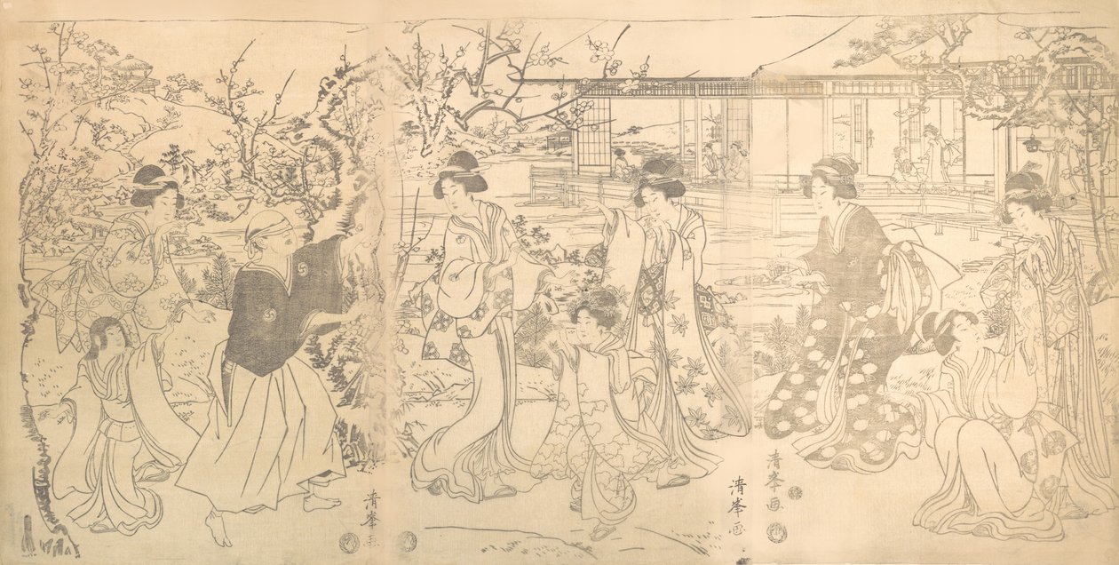 Scene fra Chushingura Vendetta til de 47 lojale forhandlerne, ca. 1820. av Torii Kiyomine