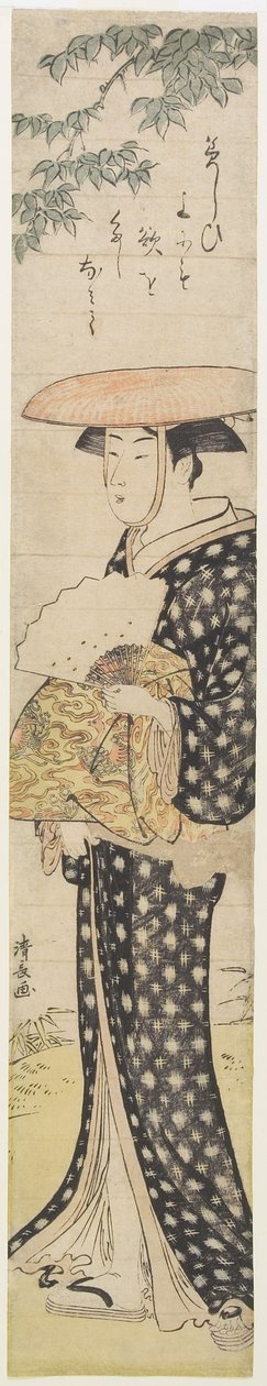 (En kvinne med en hatt som går under et tre), 1782 av Torii Kiyonaga