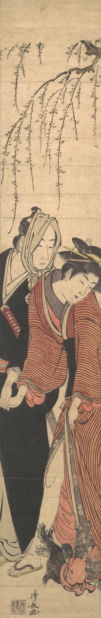 Et par elskere som leker med en ape, 1780. av Torii Kiyonaga