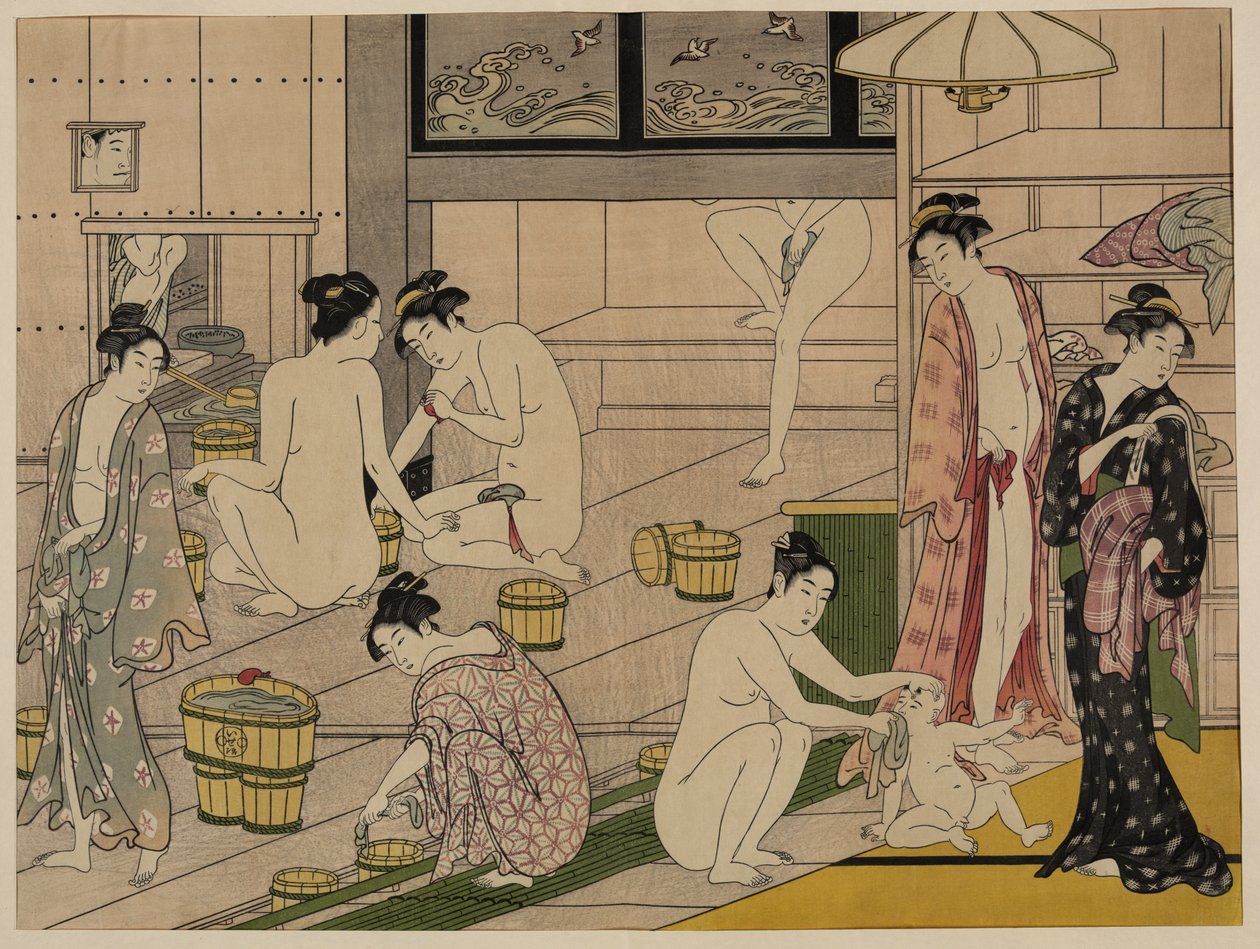 Bathhouse, c.1785 (woodblock print) av Torii Kiyonaga