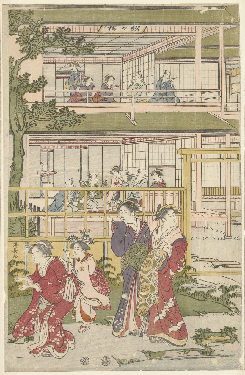 leker blind mann av Torii Kiyonaga