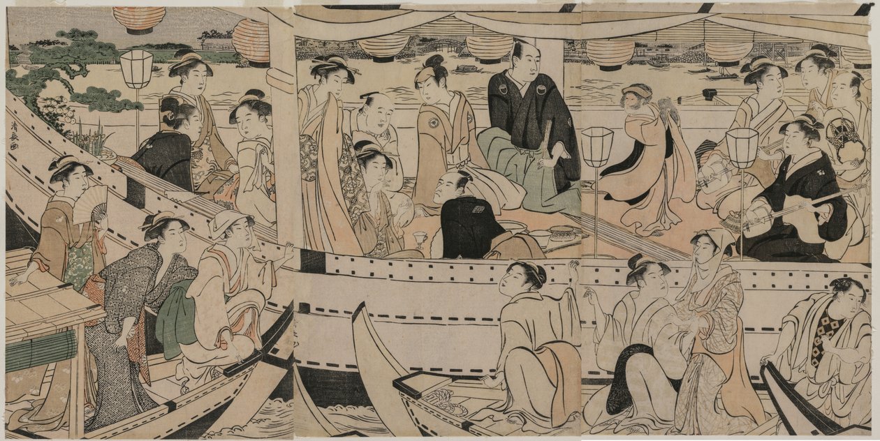 Båtfest på Sumida-elven av Torii Kiyonaga