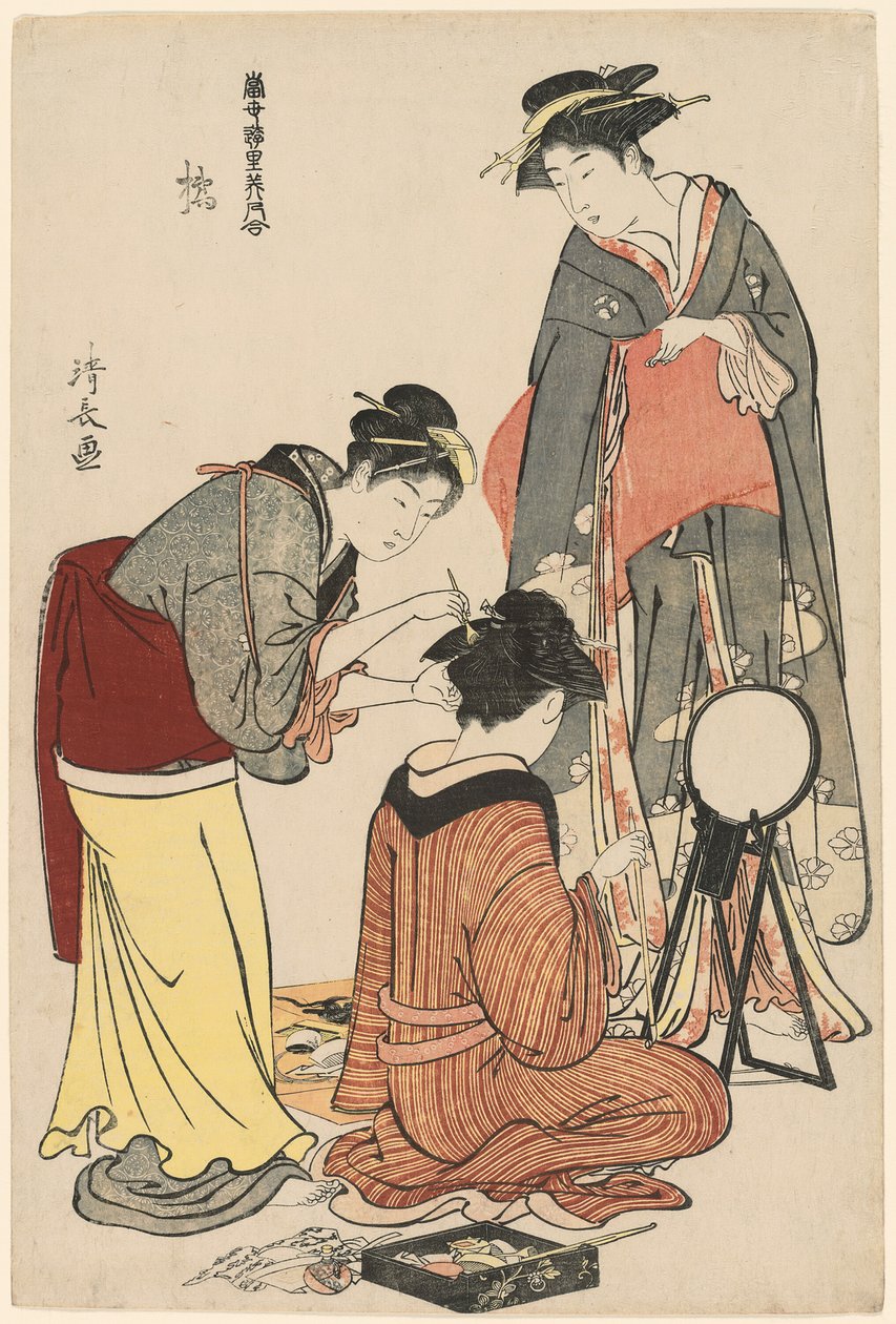 Entertainers of the Tachibana, fra serien "A Collection of Contemporary Beauties of the Pleasure Quarters (Tosei yuri bijin awase)" av Torii Kiyonaga