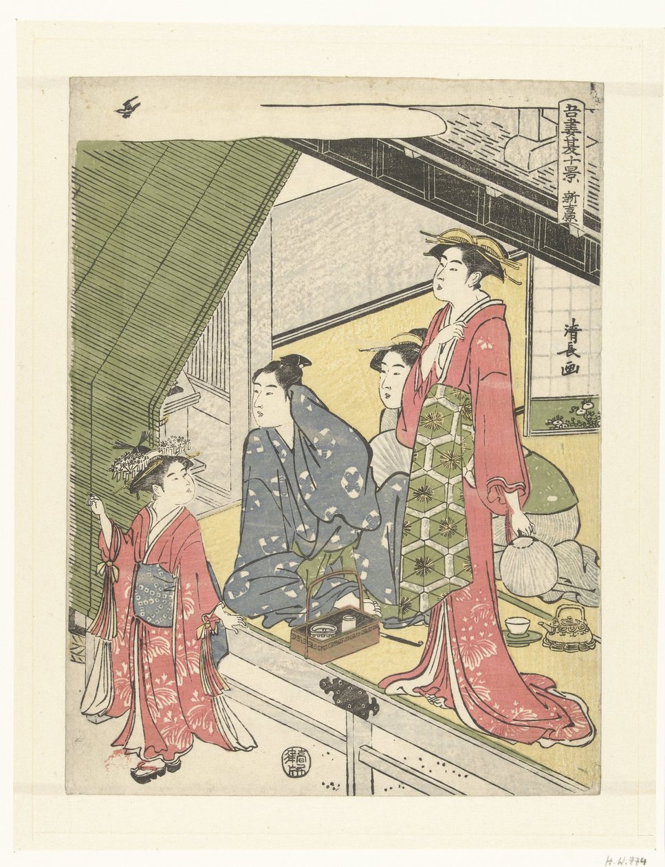 Den nye Yoshiwara Shin Yoshiwara (tittel på objekt) Ti sommerscener i den østlige hovedstaden (serietittel) Azuma natsu jukkei (serietittel på objekt) av Torii Kiyonaga