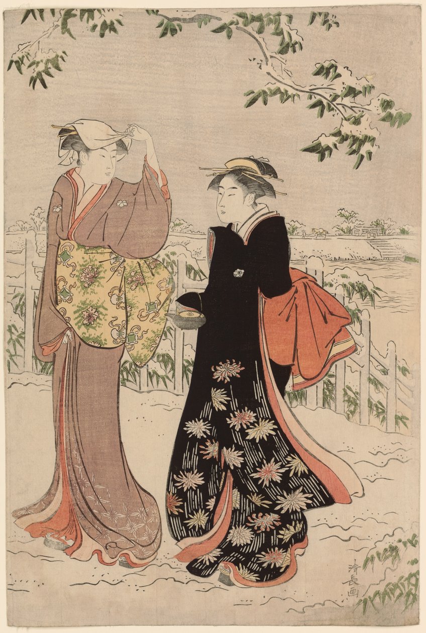 Matsuchi Hill etter snøfall av Torii Kiyonaga