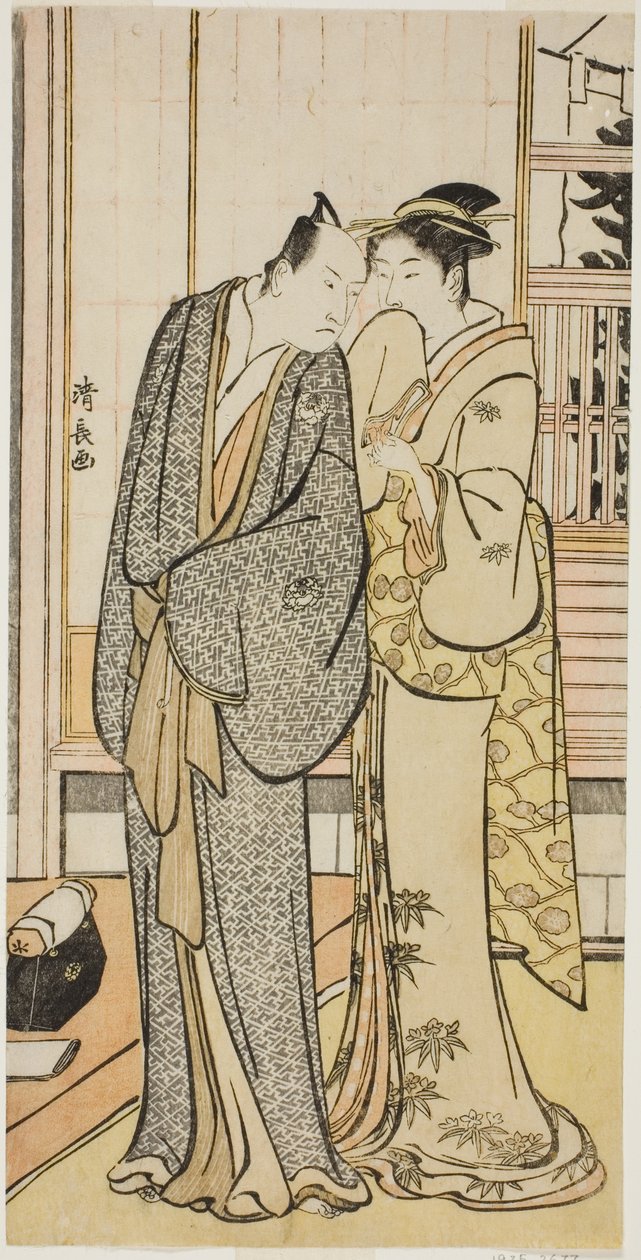 Skuespilleren Ichikawa Yaozo III med en geisha, fra en serie uten navn som viser skuespillere i privatlivet av Torii Kiyonaga