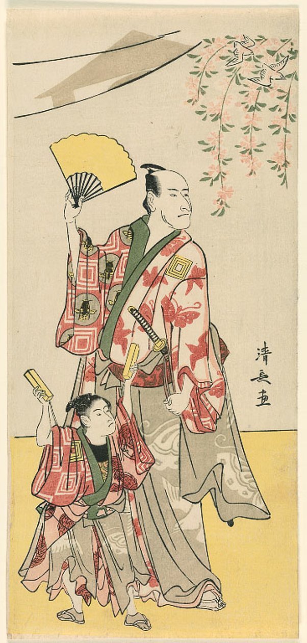 Skuespillerne Ichikawa Danjuro V og Ichikawa Ebizo IV, fra en pentatykk med elleve skuespillere som feirer festivalen for Soga-brødrenes helligdom av Torii Kiyonaga