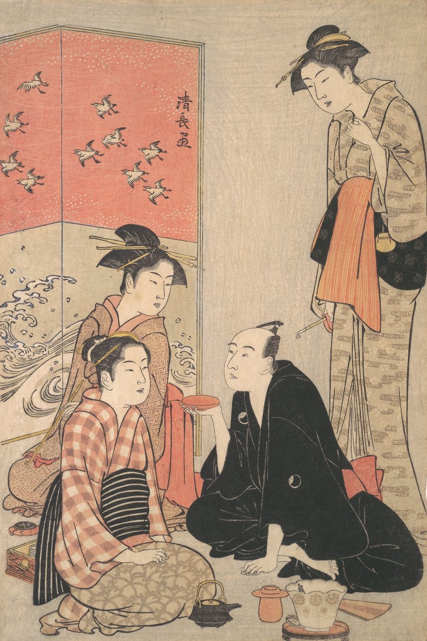 Kabuki-skuespilleren Sawamura Sojuro III og kurtisaner, ca. 1783-84. av Torii Kiyonaga