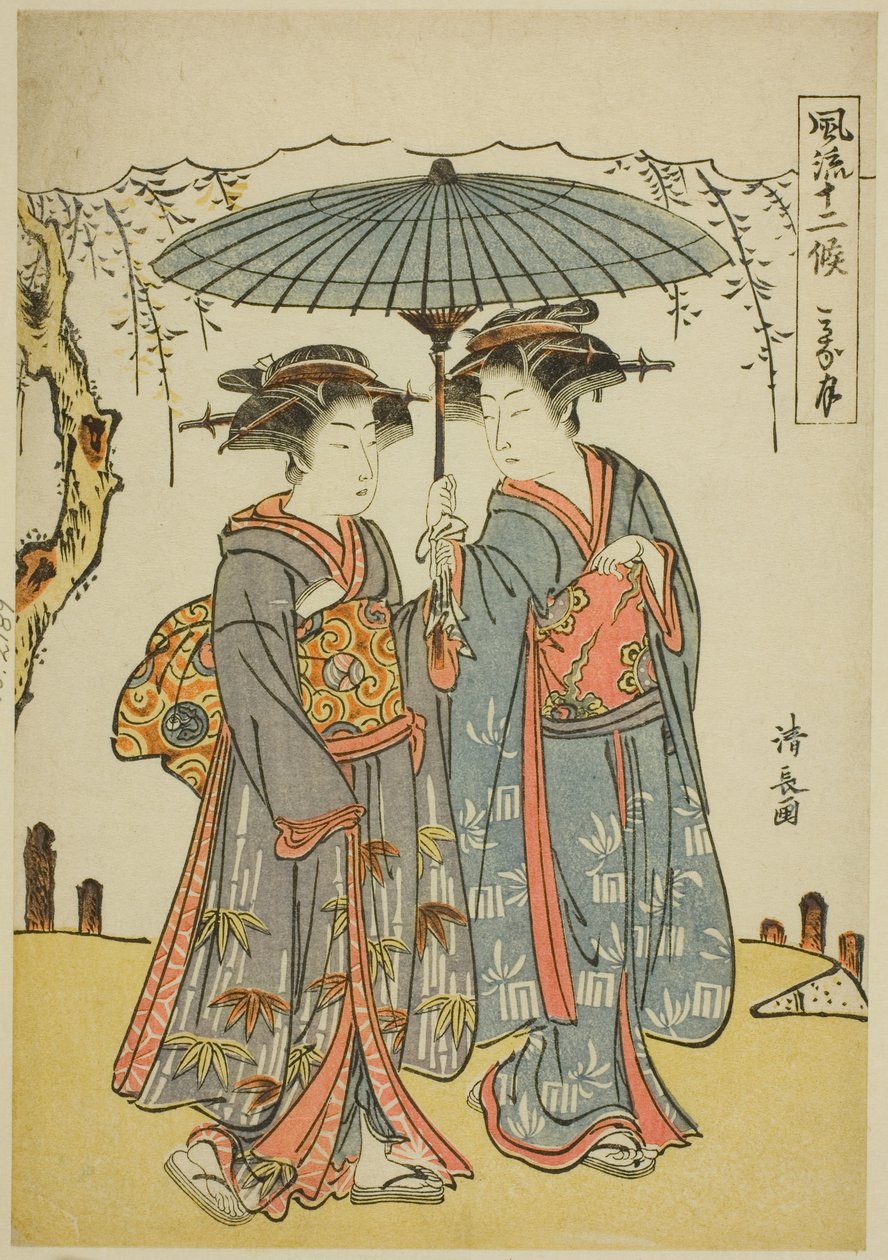Den sjette måneden (Minatsuki), fra serien "Fashionable Twelve Months (Furyu juniko)" av Torii Kiyonaga