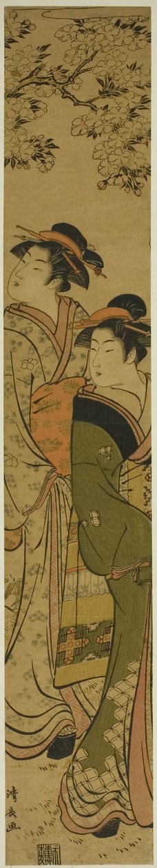 To geisha som går under et kirsebærtre av Torii Kiyonaga