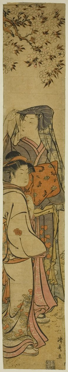 To kvinner som ser på kirsebærblomster av Torii Kiyonaga