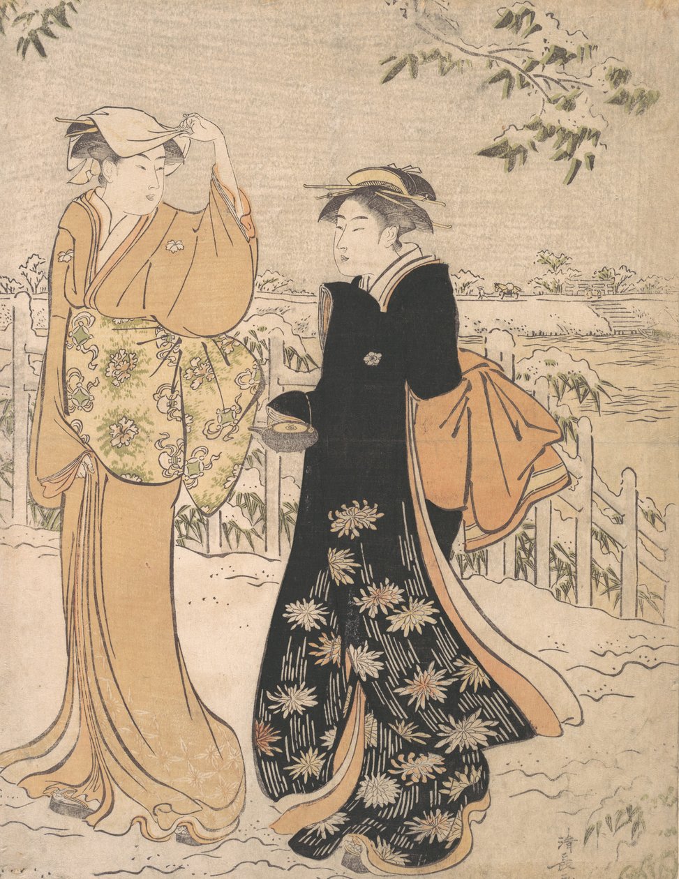 To kvinner på Matsuchi Hill Edo, ca. 1784. av Torii Kiyonaga