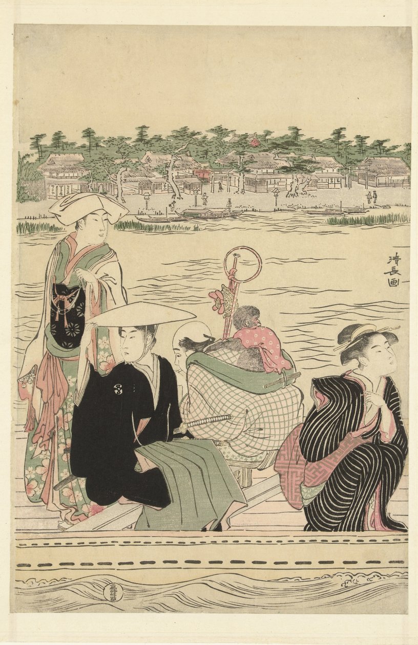 Ferge på Sumida-elven av Torii Kiyonaga