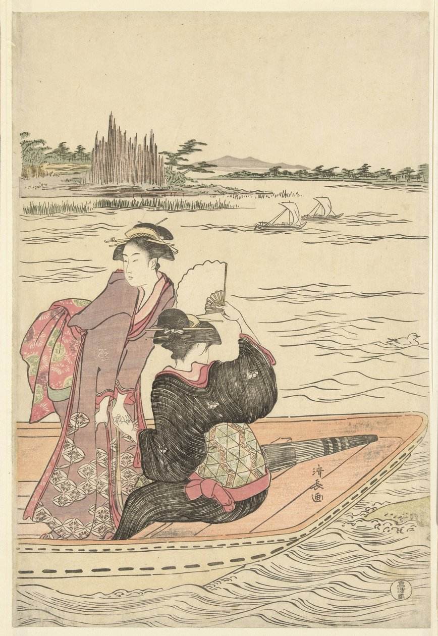 Ferge på Sumida elven av Torii Kiyonaga