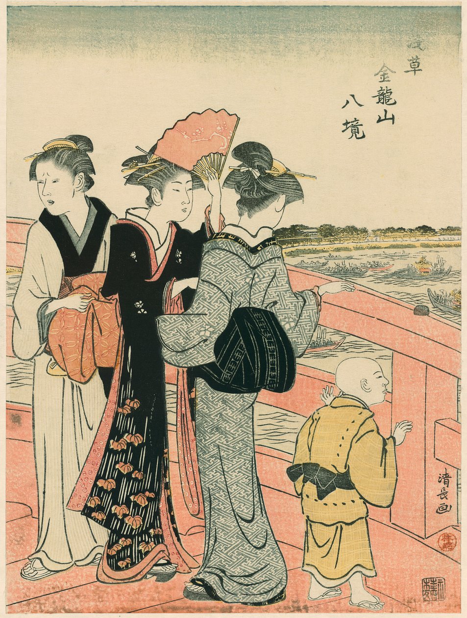Ser på vannfestivalen fra Azuma Bridge, fra serien "Eight Precincts of the Kinryuzan Temple in Asakusa (Asakusa Kinruzan hakkei)" av Torii Kiyonaga