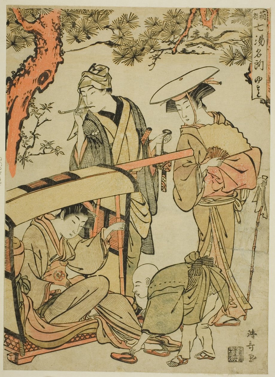 Yumoto, fra serien "Seven Famous Hot Springs of Hakone (Hakone shichito meisho)" av Torii Kiyonaga