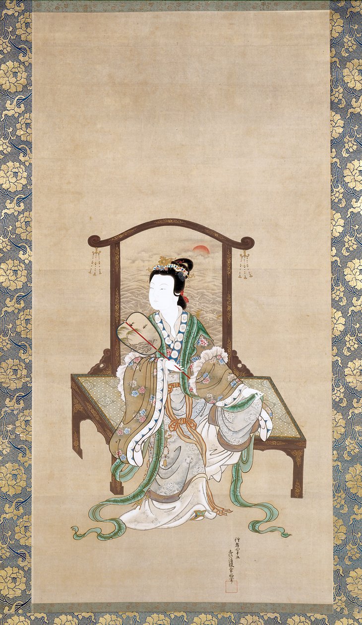 Chinese Beauty, From Chinese Beauty, Phoenix And Peacock (blekk og farge på silke) av Tosa Mitsuoki