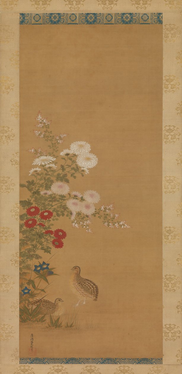 Vaktel og høstblomster, sent på 1600-tallet. av Tosa Mitsuoki