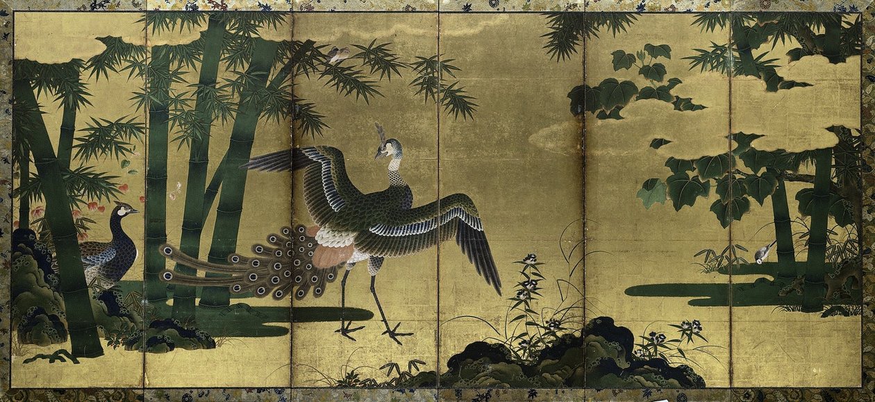 Påfugler og bambus, sent på 1500-tallet. av Tosa Mitsuyoshi