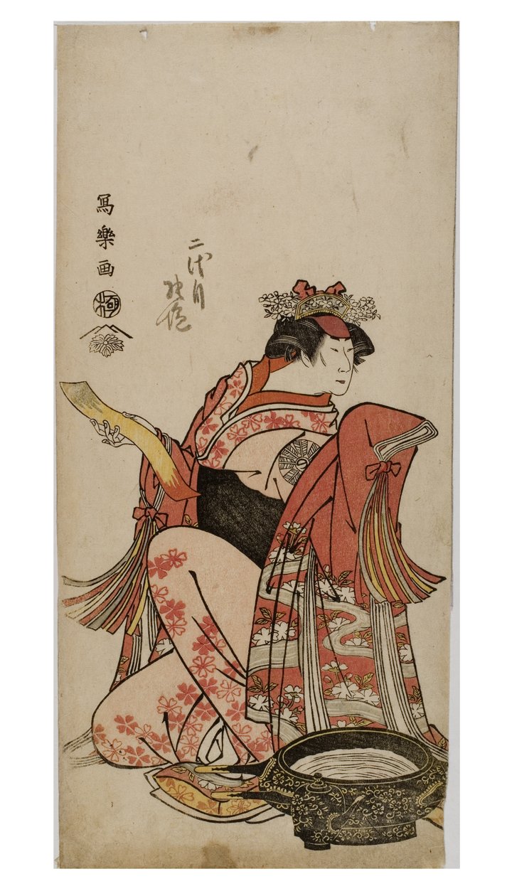Kabuki-skuespiller Nakamura i kvinnelig rolle (onnagata), ca. 1794-1795 (treblokk på papir) av Toshusai Sharaku