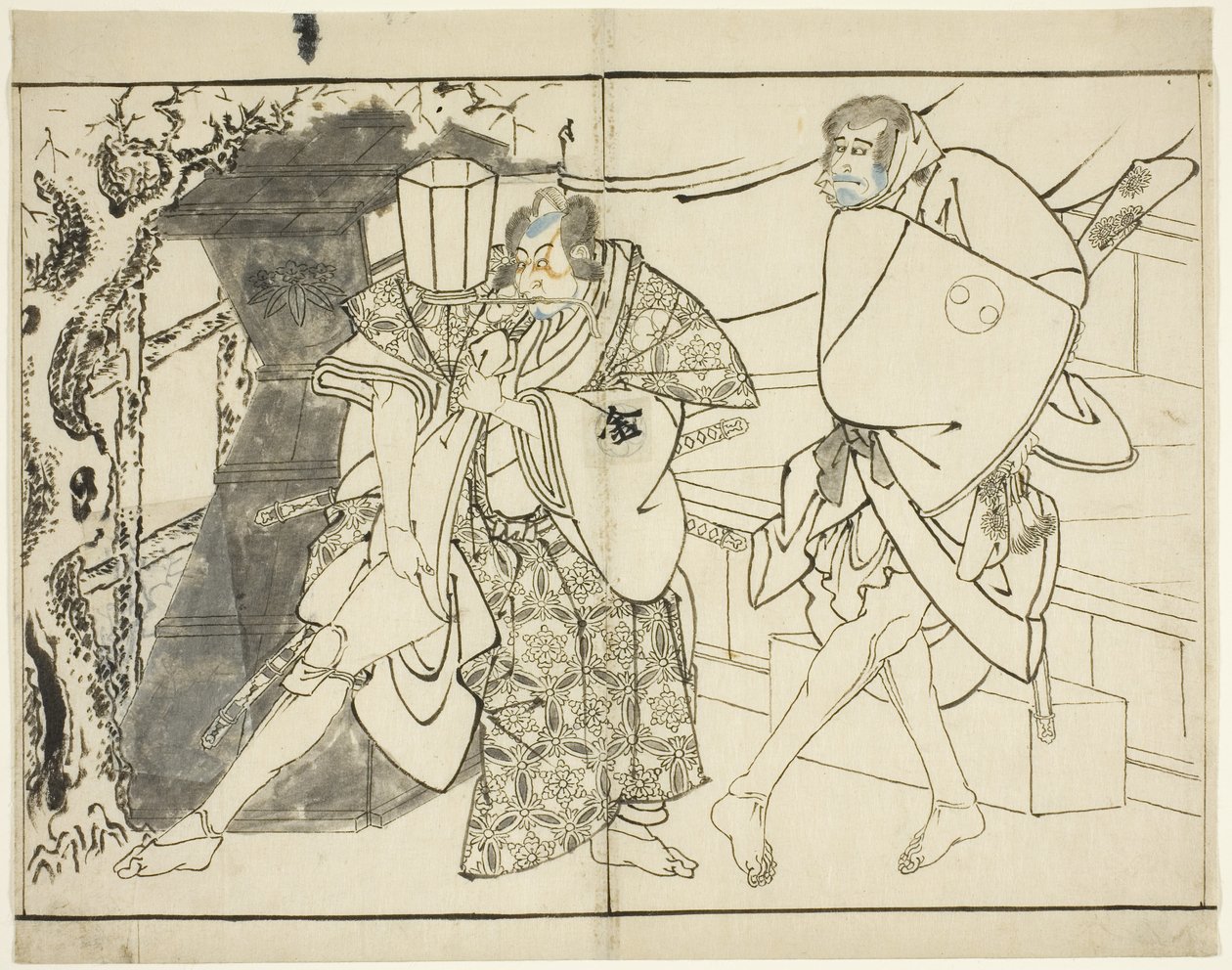 Skuespillerne Arashi Ryuzo og Morita Kanya VIII, av Toshusai Sharaku