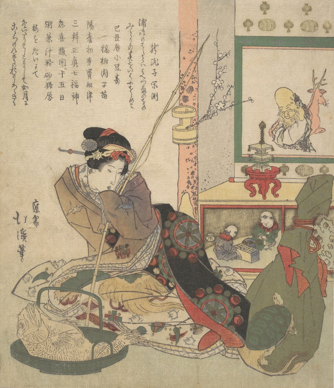 En vakker kvinne, Urashima, er en Chief Ku-person. av Totoya Hokkei