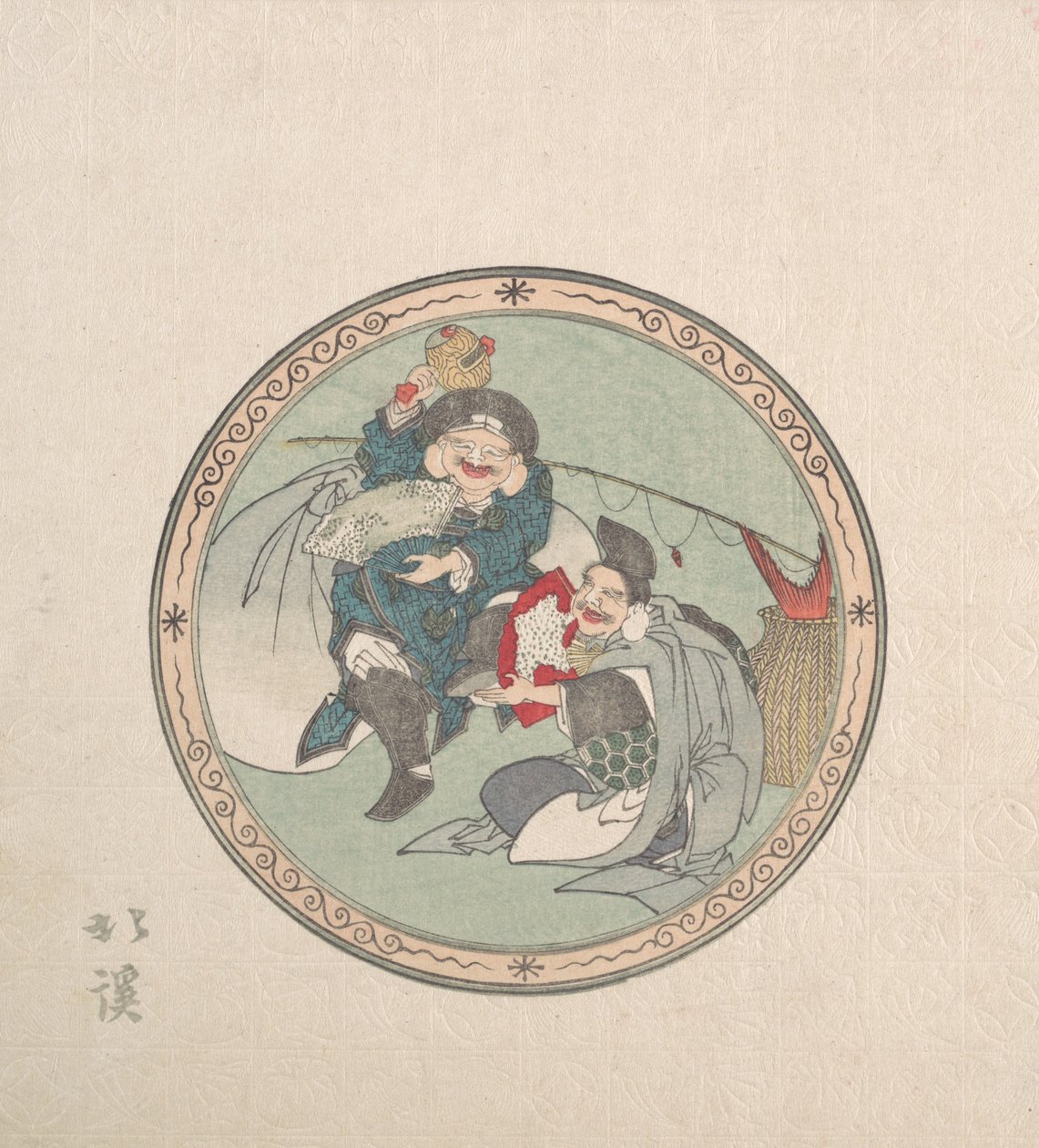 Ebisu og Daikoku, To av de syv lykkegudene, 1800-tallet. av Totoya Hokkei