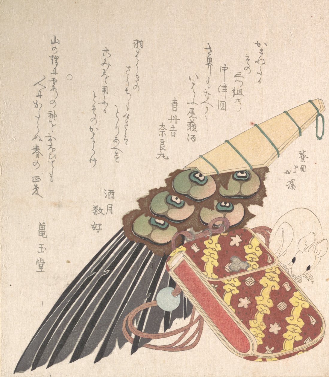 Feather-Brush og Doran en slags medisinkoffert med en netsuke av en rotte, sannsynligvis..., sannsynligvis 1816. av Totoya Hokkei