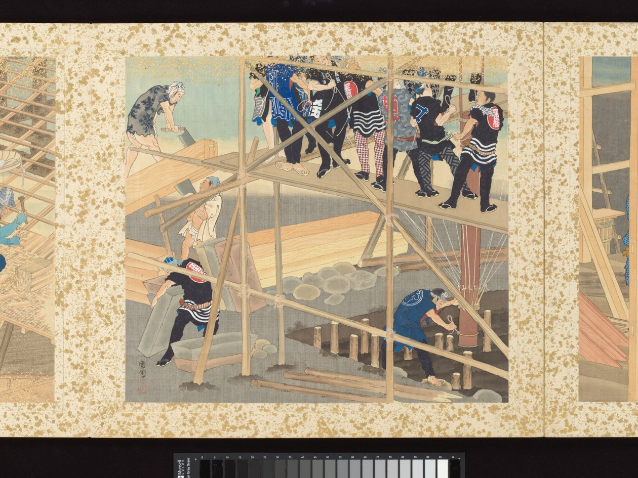 Håndverkere, skjønnheter og årlige arrangementer av Toyohara Kunichika