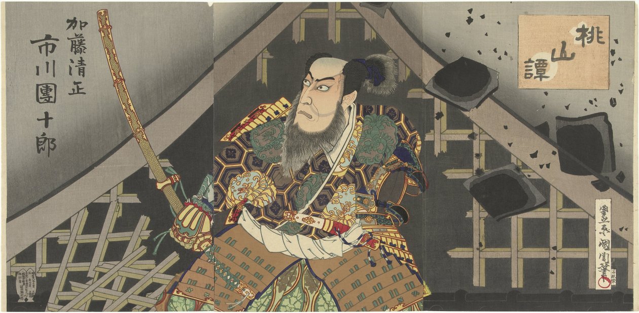 Ichikawa Danjuro er Kato Kiyomasa Kato Kiyomasa Ichikawa Danjuro av Toyohara Kunichika