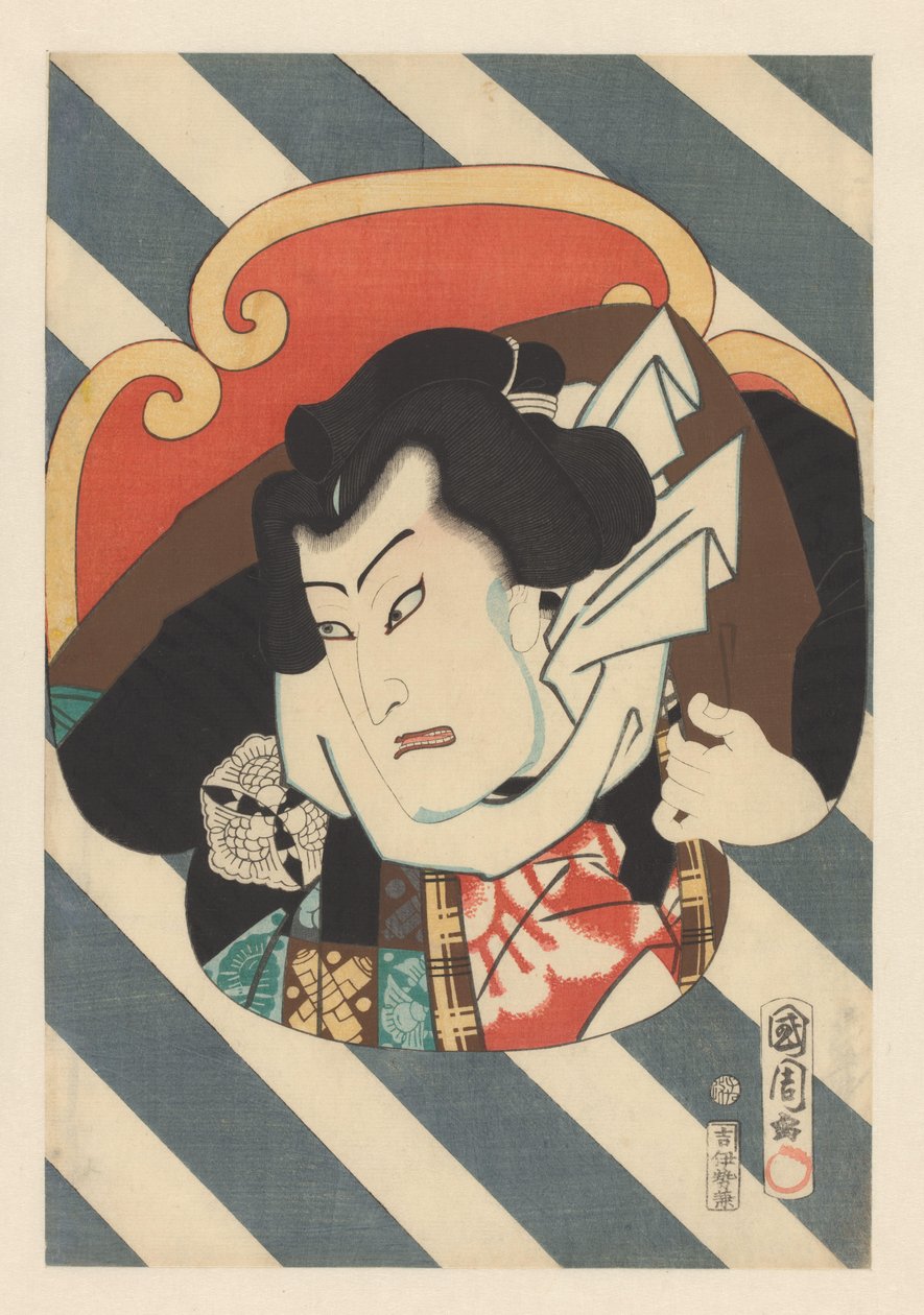 Portrett av sumobryteren Nuregami Chôgorô av Toyohara Kunichika