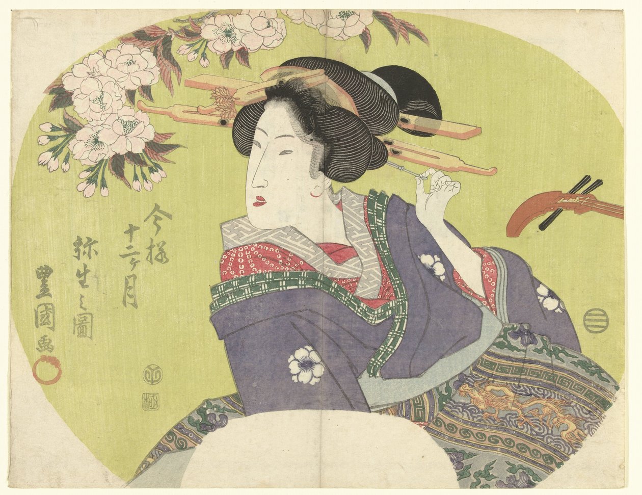 Courtesan og shamisen The Modern Twelve Months (serietittel) Imayo junikagetsu (serietittel på objekt) av Toyokuni (II) , Utagawa