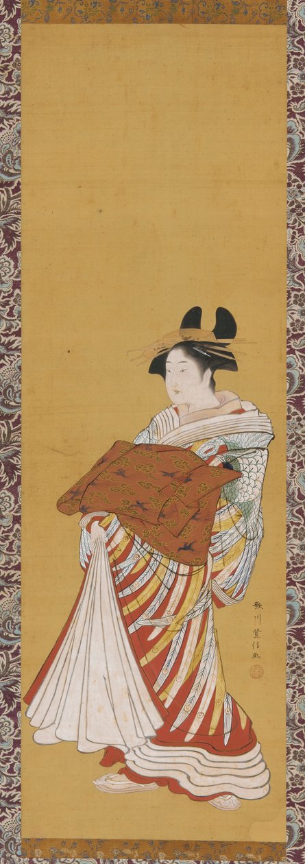 Yujo på parade, slutten av 1700-tallet. av Toyonobu Utagawa