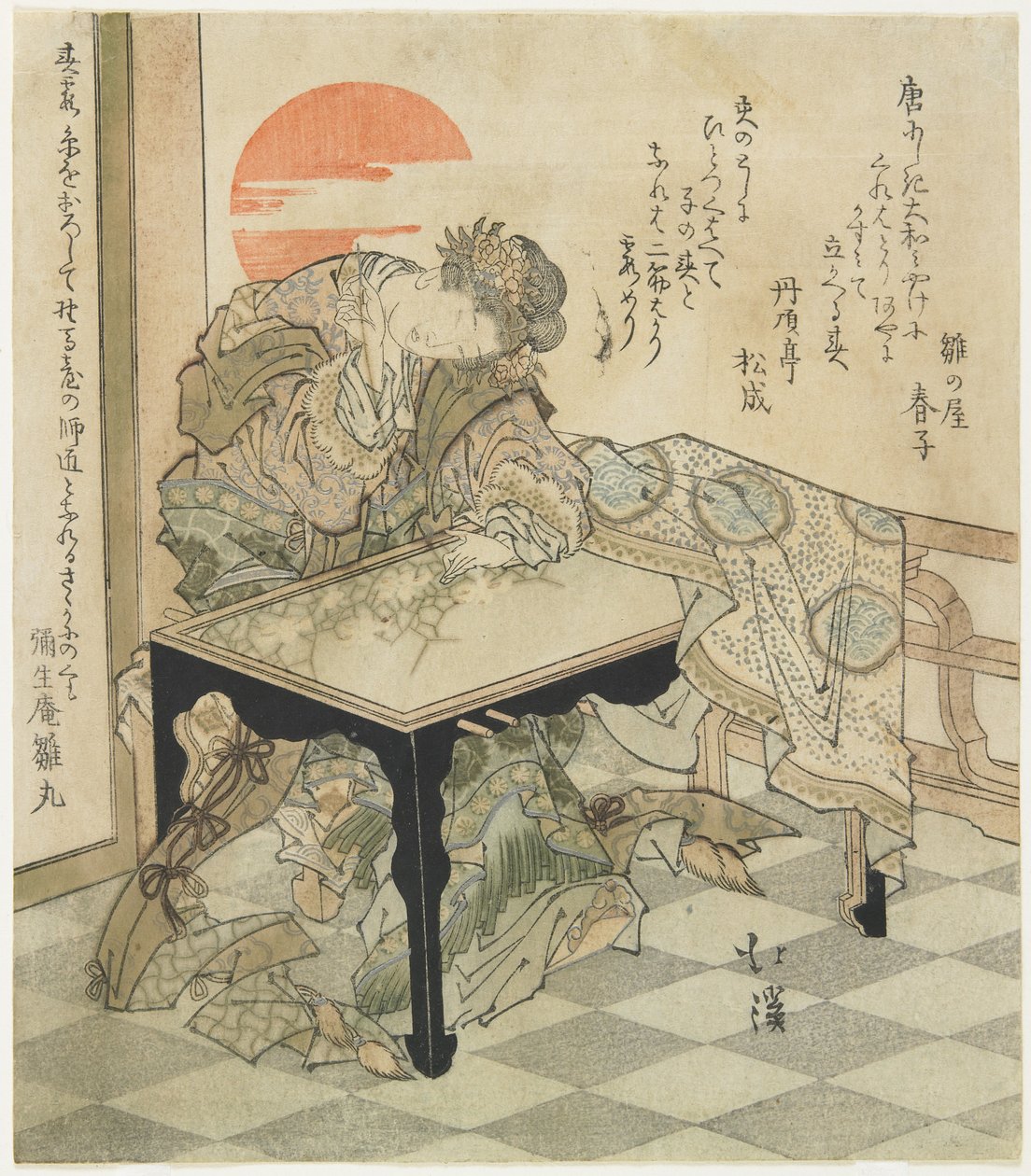 (Kinesisk prinsesse ved et broderibord), 1828 av Toyota Hokkei
