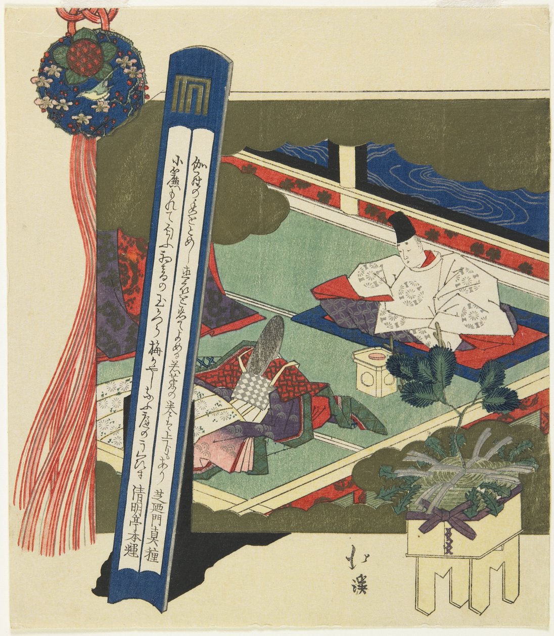 (Hoffadelsmann og en dame i et rom), 1799-1850 av Toyota Hokkei