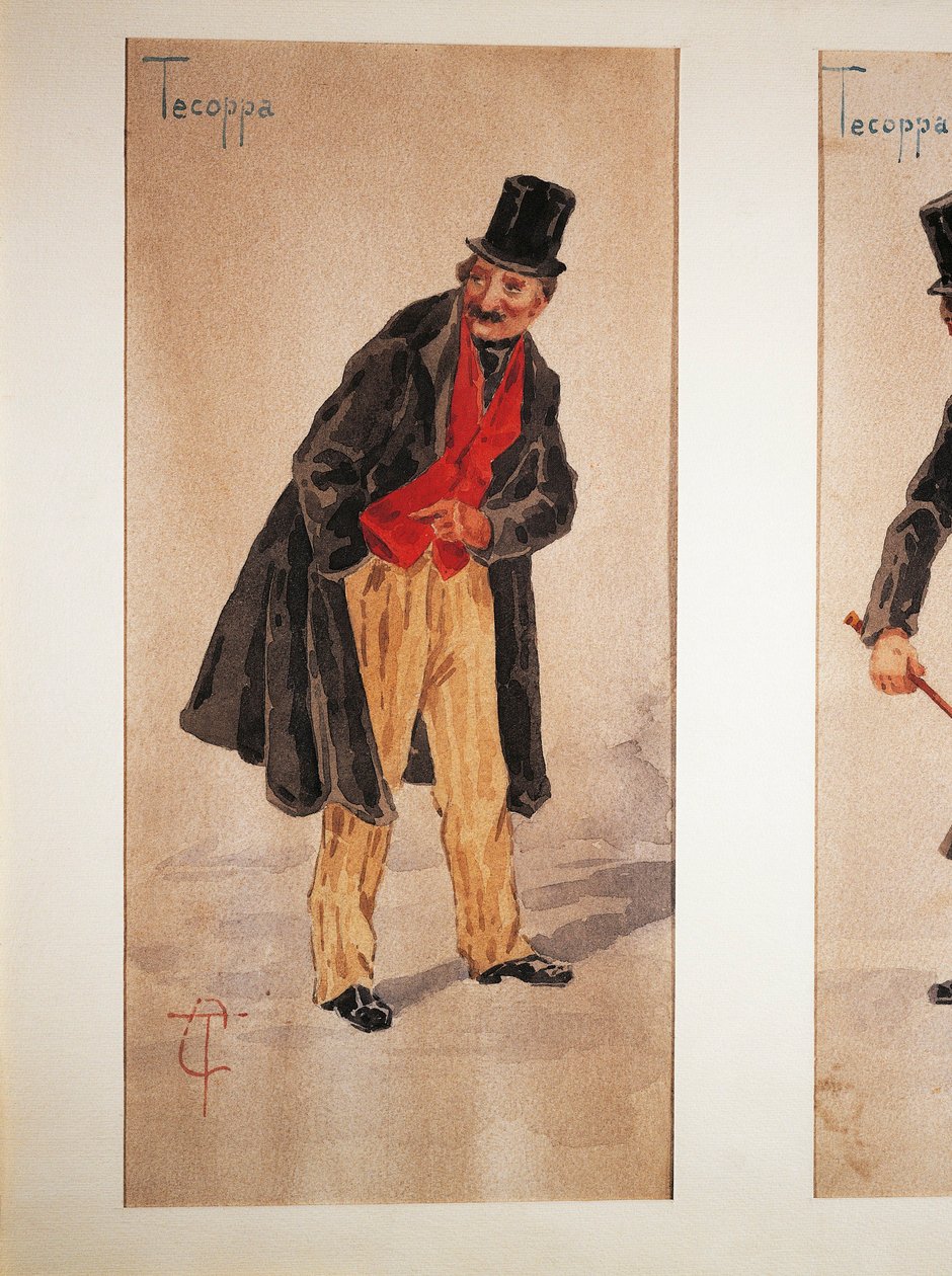 Karakter av Tecoppa skapt av den milanesiske skuespilleren Edoardo Ferravilla i 1874, akvarell av Tranquillo Cremona av Tranquillo Cremona