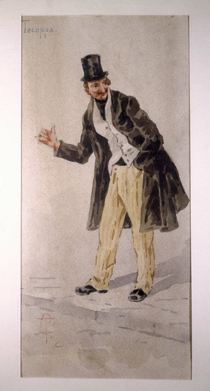 Karakter av Tecoppa skapt av den milanesiske skuespilleren Edoardo Ferravilla i 1874, akvarell av Tranquillo Cremona av Tranquillo Cremona