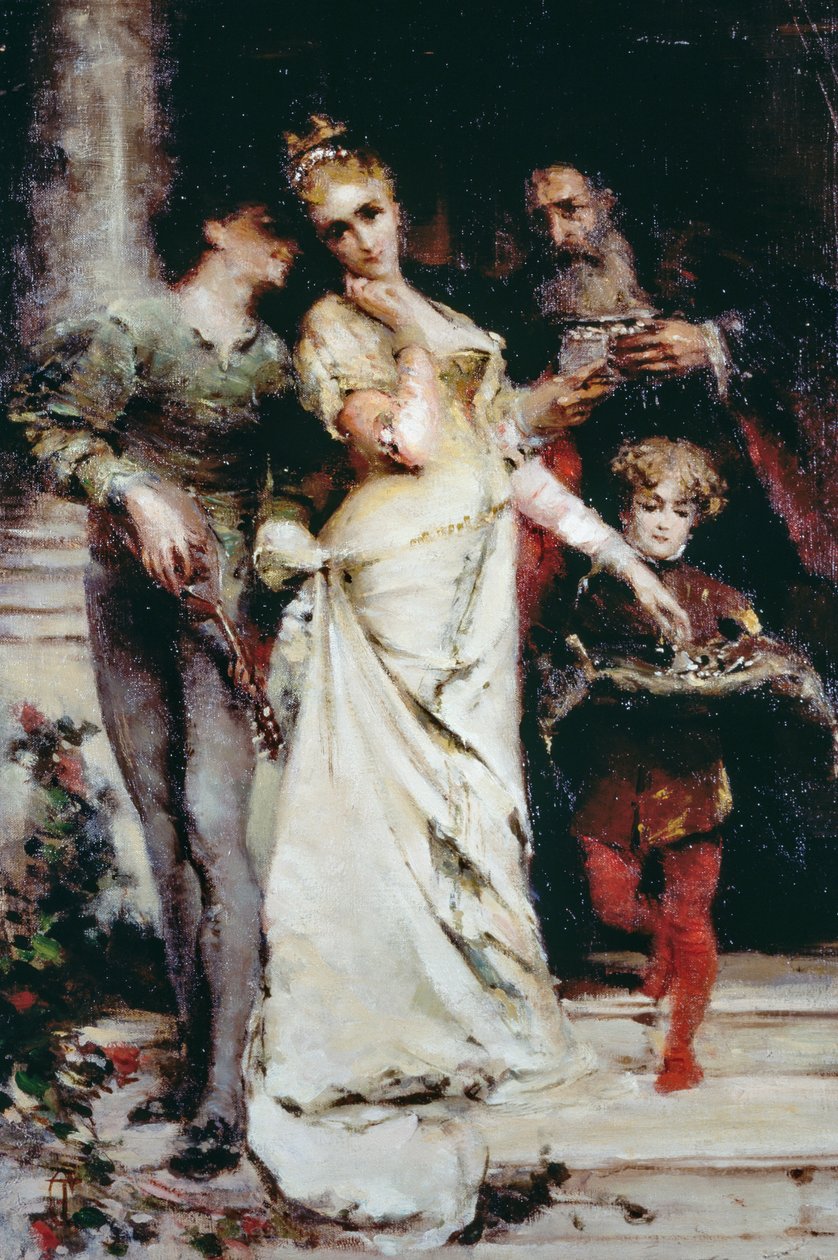 Confidences, av Tranquillo Cremona (1837-1878), olje på lerret, 61,5x41 cm av Tranquillo Cremona
