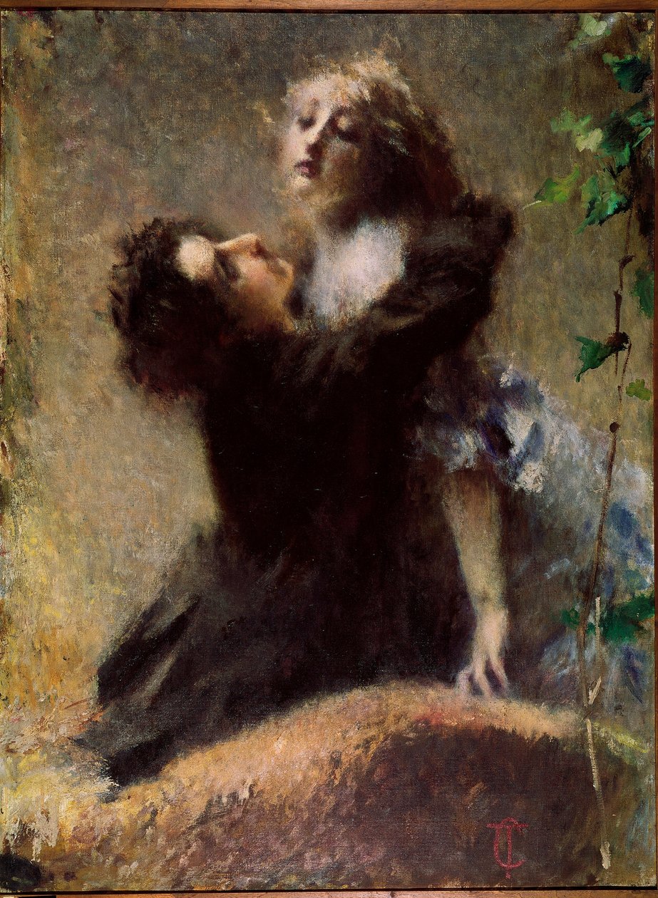 The Ivy Ivy. En mann omfavner en kvinne. Maleri av Tranquilo Cremona (1837-1878) 1878 Søn. 132,5x100 cm Torino, Civic Gallery of Modern and Contemporary Art av Tranquillo Cremona