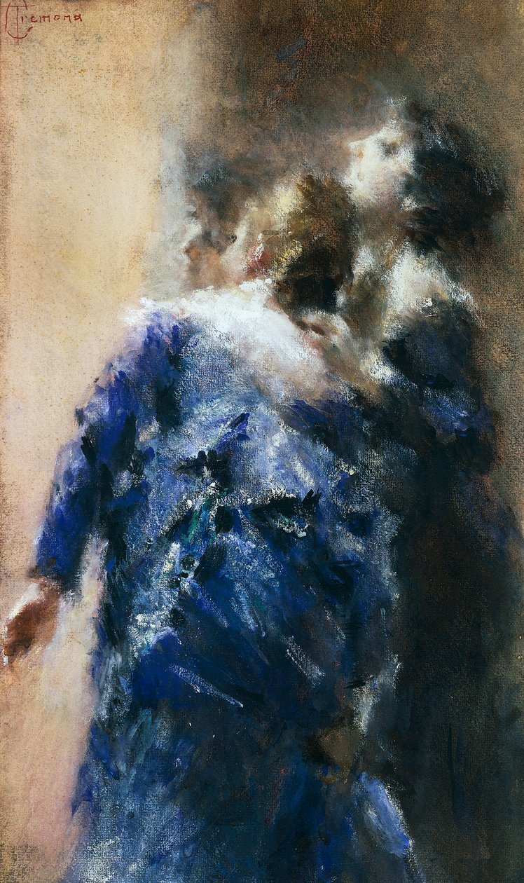 De nysgjerrige damene, av Tranquillo Cremona (1837-1878), akvarell på papir, 50x32 cm. av Tranquillo Cremona